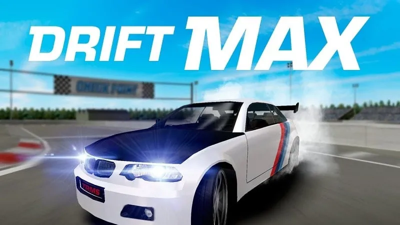 Captura de pantalla del juego Drift Max, mostrando un auto derrapando en una curva.