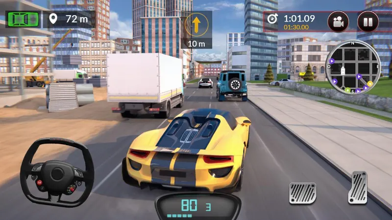 Tela do jogo Drive for Speed Simulator com dinheiro infinito.