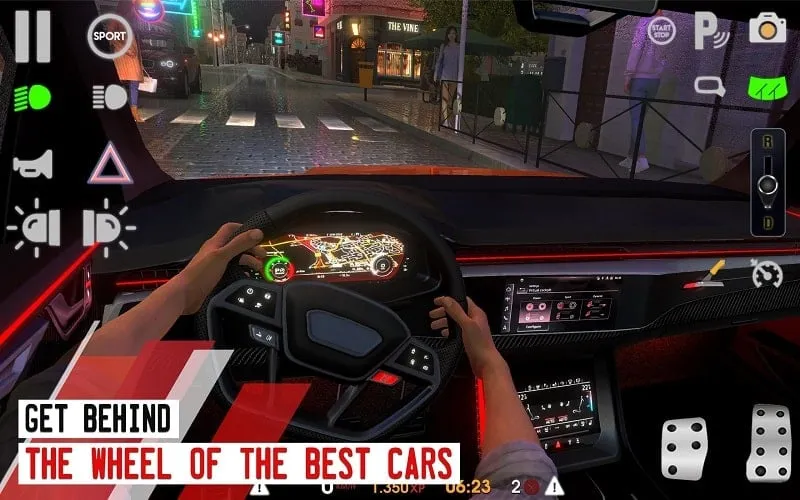 Trưng bày các loại xe có sẵn trong Driving School Sim MOD APK.