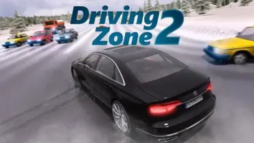 Driving on a rainy track in Driving Zone 2.