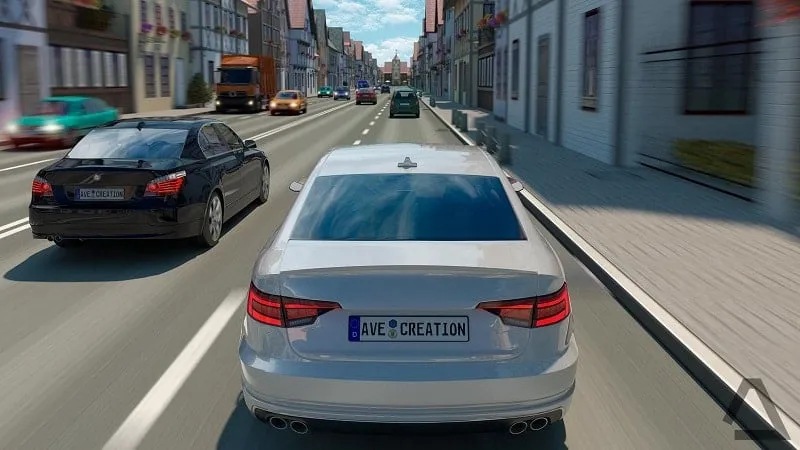 In-game screenshot showing various car models available in Driving Zone Germany.