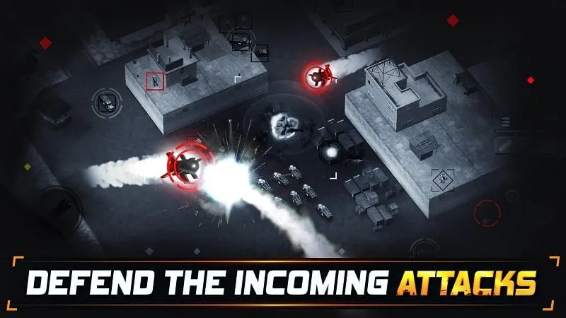 In-game screenshot of a city under attack by zombies in Drone 5.