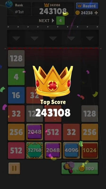 Uso de boosters en Drop The Number MOD APK para una mejor jugabilidad.