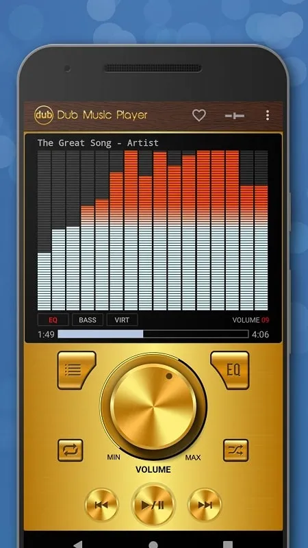 Dub Music Player reproduzindo uma música