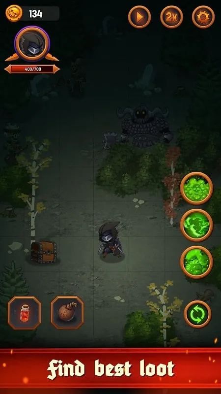 Personalizando tu personaje con armas y equipo en Dungeon: Age of Heroes MOD APK.