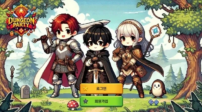 Menu dalam game Dungeon Party Growth: Idle RPG