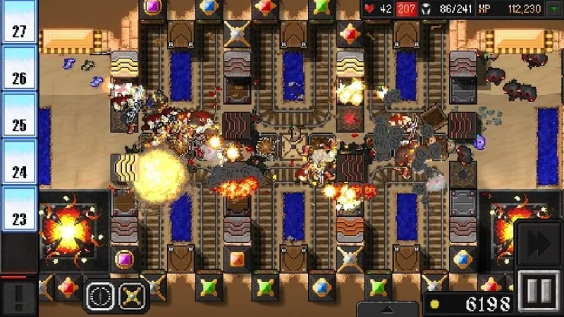 Example of strategically placed towers and traps within the game Dungeon Warfare 2.