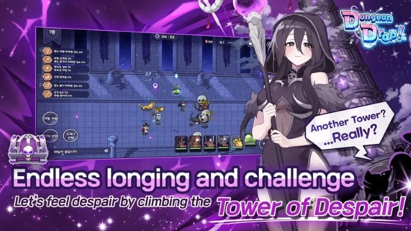 Battling monsters within a dungeon in DungeonDrop!