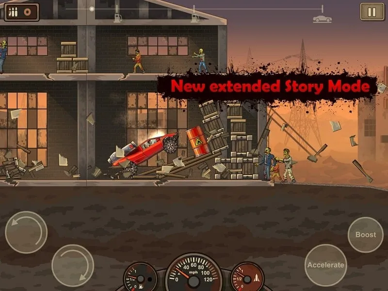 Earn to Die 2 screenshot displaying the in-game garage interface with upgrade options.