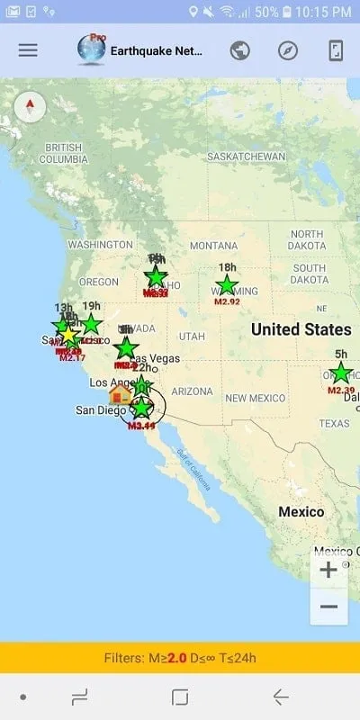 Escala de magnitud de terremotos de Earthquake Network Pro