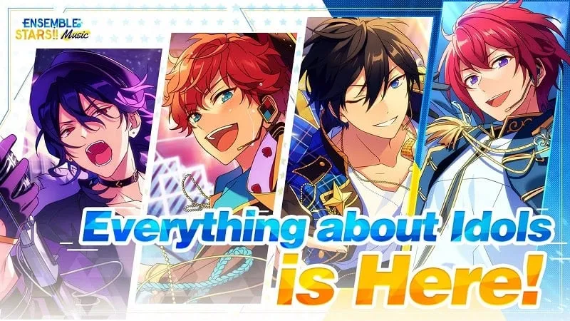 Captura de pantalla del juego Ensemble Stars Music con el MOD activado.