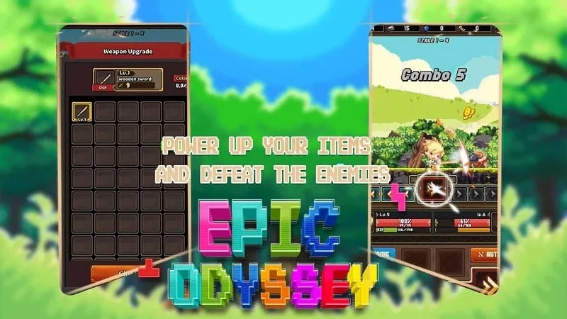 Downloading Epic Odyssey Mod APK on an Android phone.