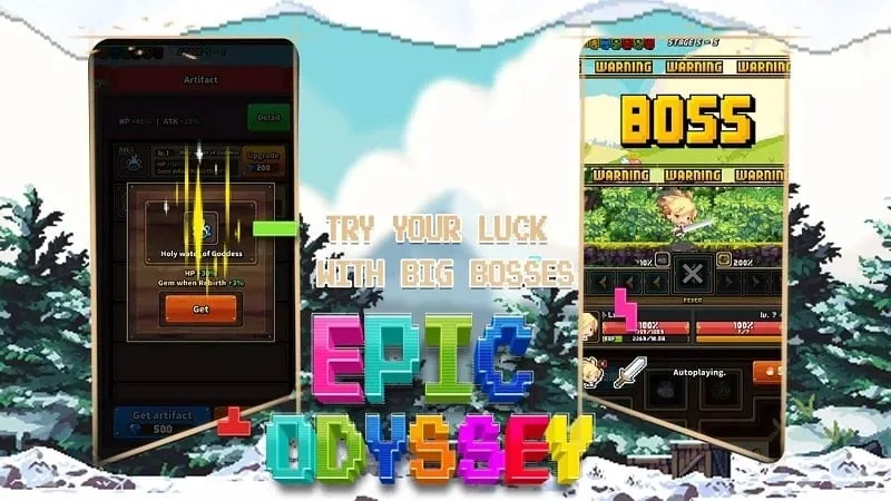 Gameplay screenshot of Epic Odyssey demonstrating God Mode.