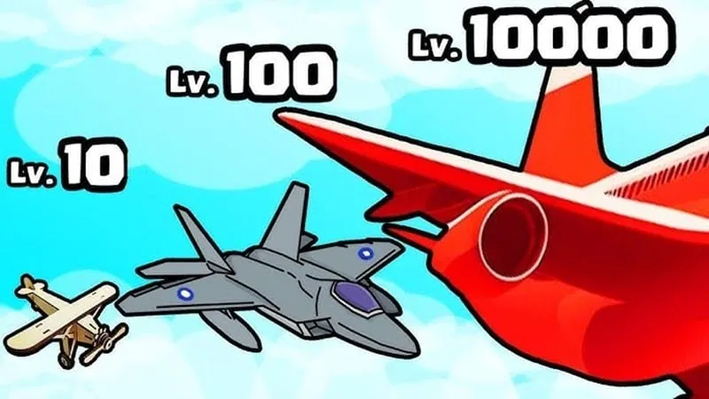 Epic Plane Evolution gameplay screenshot showcasing the plane launching mechanism and in-game environment.