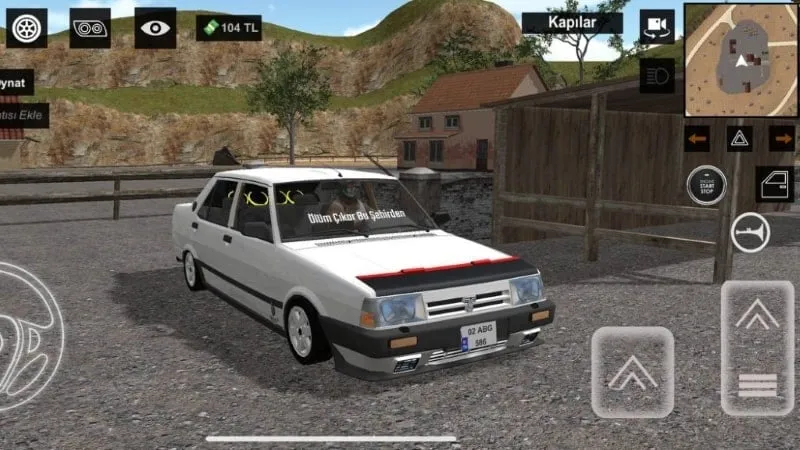 A screenshot of Etiket Tofask illustrating different camera angles available during gameplay, enhancing the driving experience.