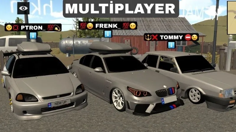 A screenshot of the Etiket Tofask game showcasing the car customization interface and various upgrade options.