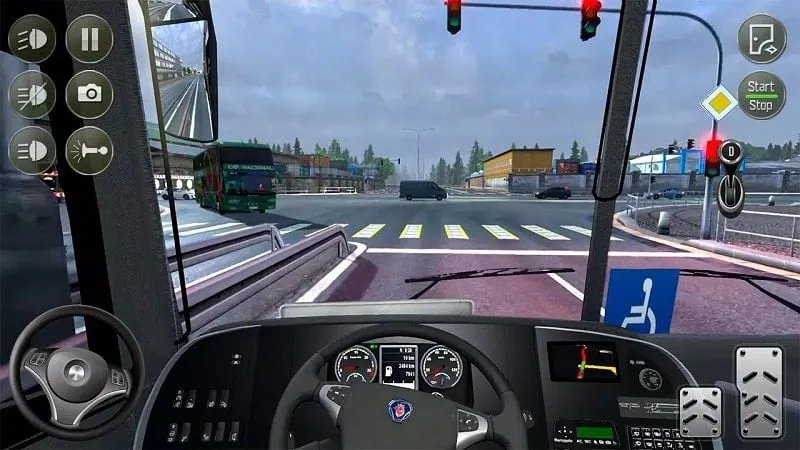 A screenshot of the Euro Bus Simulator game interface showcasing the bus selection menu.