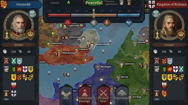 Screenshot of European War 7 displaying the unlimited money resource in the game interface.