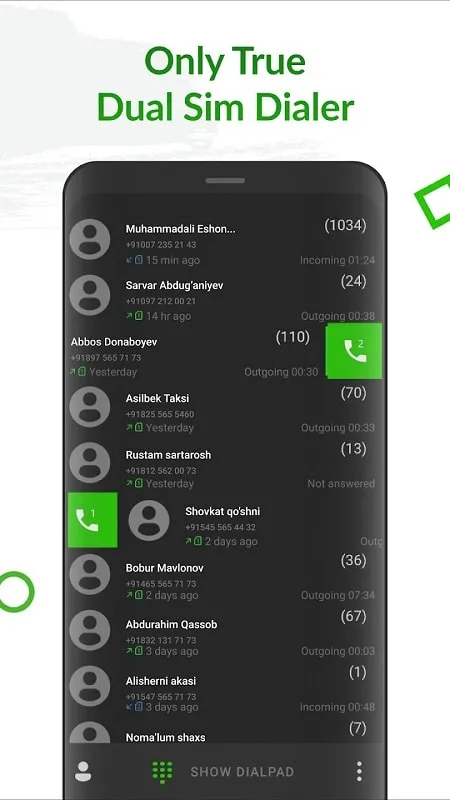 ExDialer Dual SIM feature demonstration