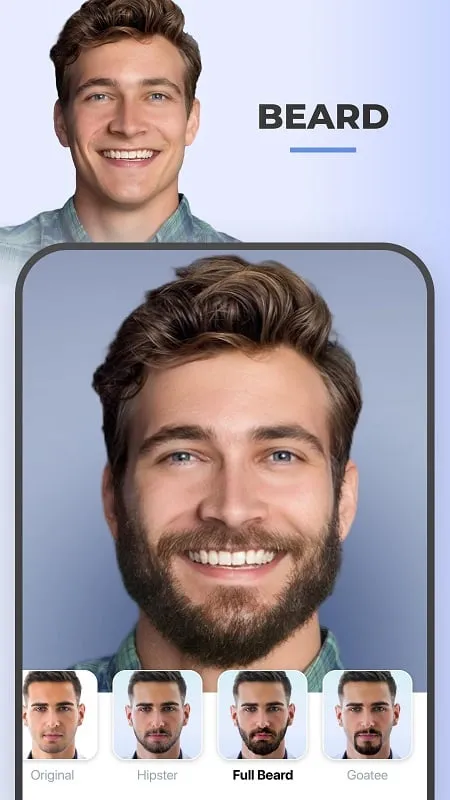 Using FaceApp MOD features to edit a selfie