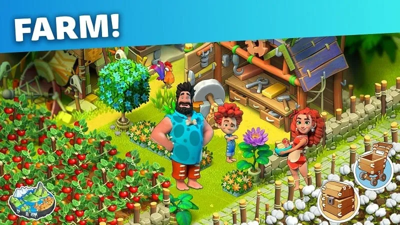 Tampilan uang dan sumber daya tak terbatas di Family Island MOD APK.