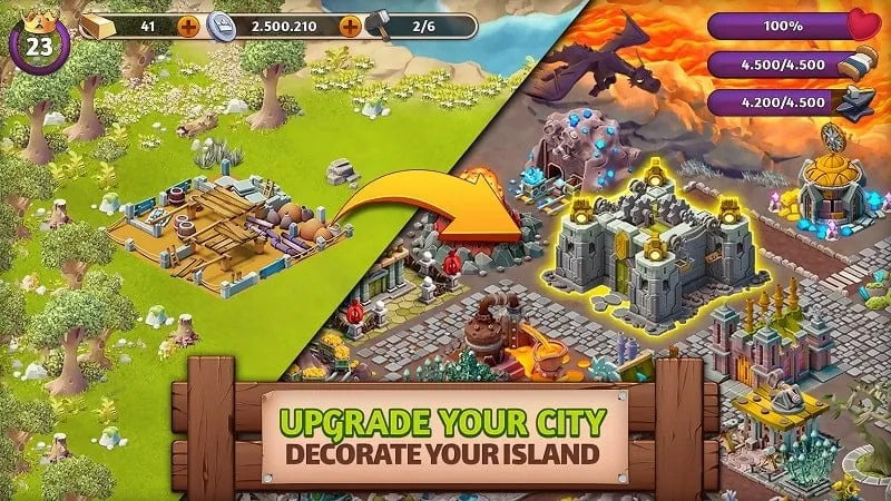 Giao diện chính của Fantasy Island Sim.