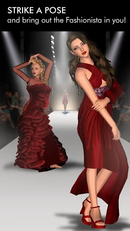 Competing in fashion shows in Fashion Empire's mod.