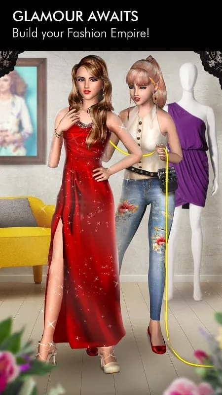 Designing stylish outfits in Fashion Empire's mod.