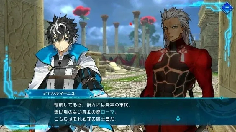 Navigating the Fate/EXTELLA main menu.
