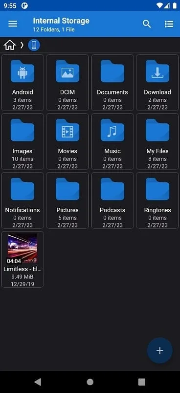 Interface do Fennec File Manager Mod mostrando recursos premium