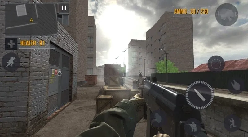 In-game screenshot of FGB Operators displaying the gameplay interface with health, ammo, and other information.