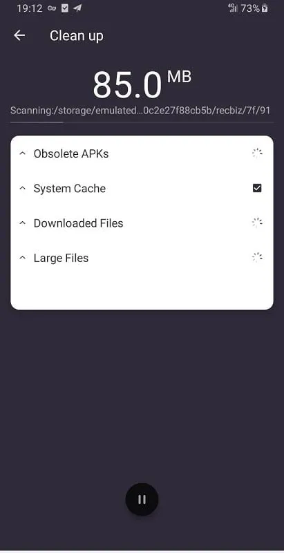 File Cleaner Junk Clean mod apk interface displaying storage meter