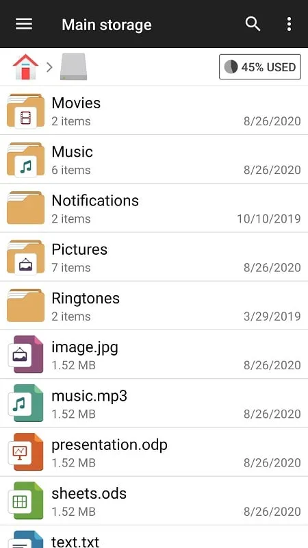 Giao diện File Manager mod hiển thị các tính năng premium