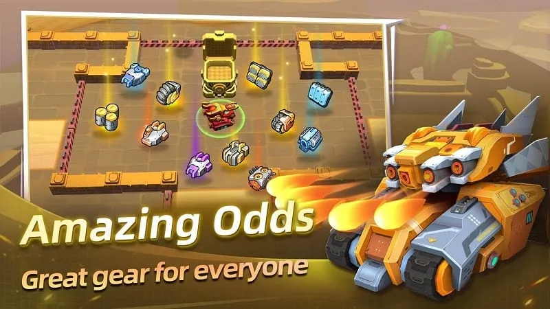 Upgrading tanks in Final Tank using the MOD Menu.