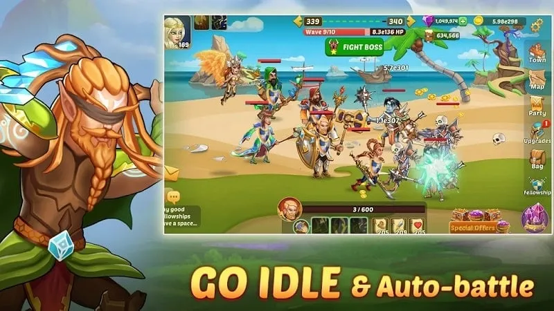 Proses download Firestone Idle RPG MOD APK di perangkat Android.