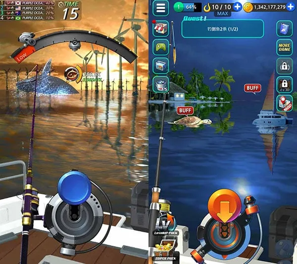 Various fishing locations in Fishing Hook.