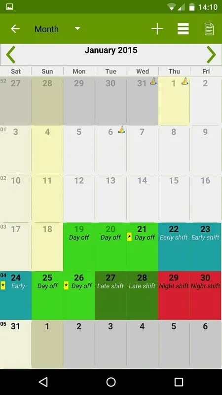 Fitur premium Shift Work Calendar