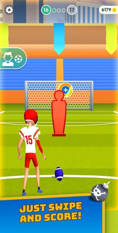 Un jugador apuntando para un tiro libre en Flick Goal.