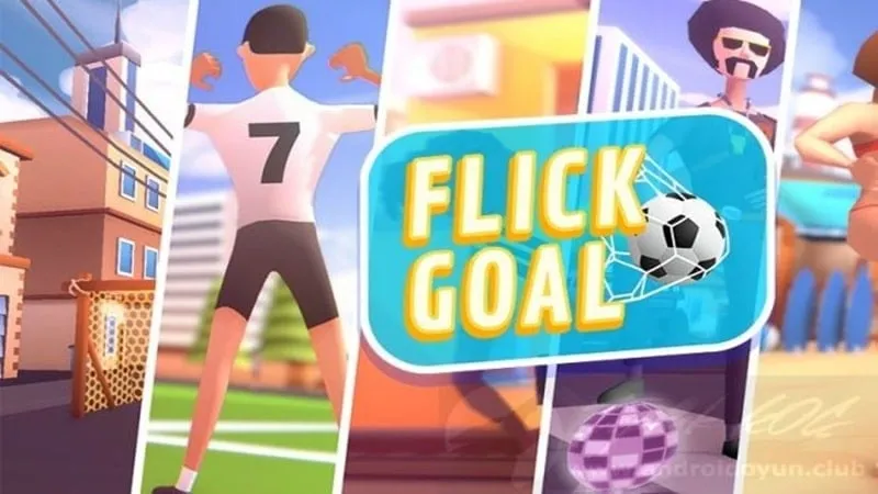 Tampilan utama Flick Goal menunjukkan gameplay.