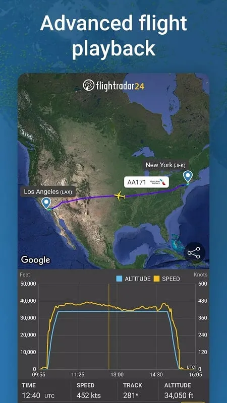 Weather overlay on the flight map