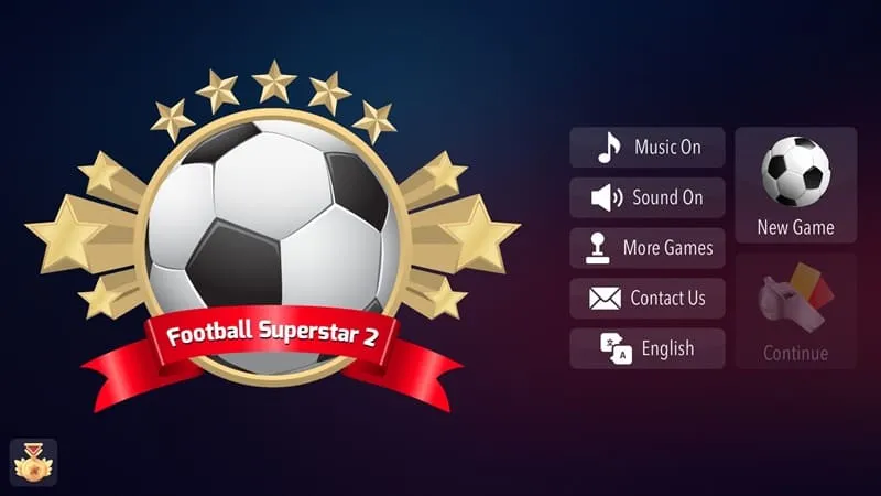 A screenshot of Football Superstar 2 gameplay on a mobile device.