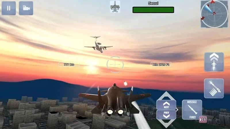 Captura de pantalla de la pantalla de selección de aviones de FoxOne Special Missions, que muestra la variedad de aviones disponibles en el juego.