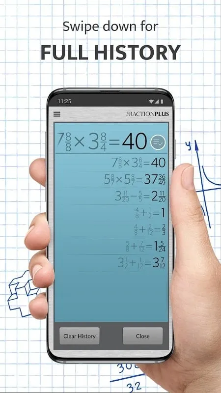 Fraction Calculator Plus Mod menunjukkan kemudahan penggunaan