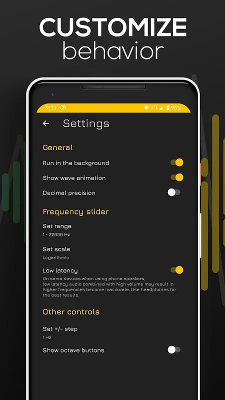 Usando las funciones del mod Frequency Sound Generator para crear ondas de sonido personalizadas