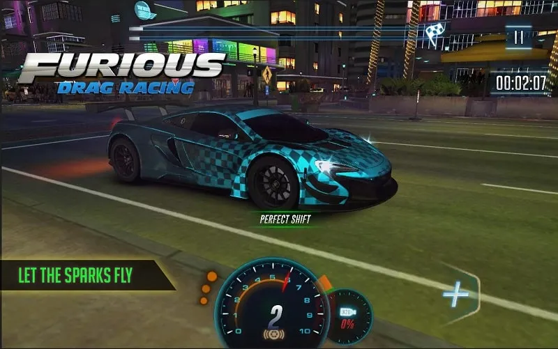 Interfaz del juego Furious 8 Drag Racing.