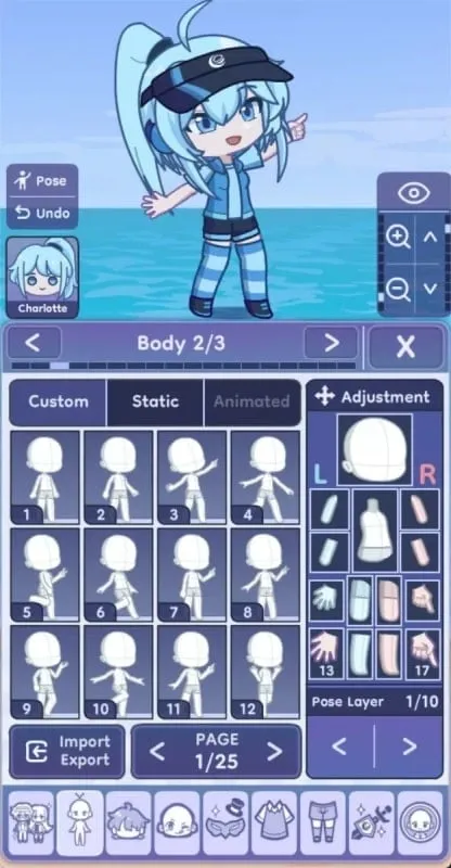 Menu pengaturan dalam game yang menampilkan opsi untuk penyesuaian grafis dan preferensi lainnya di Gacha Life 2.