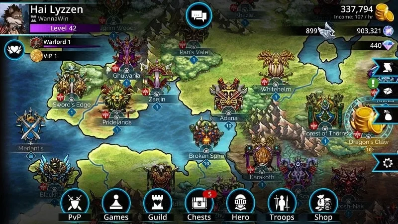 Instalando Gems of War MOD APK en un dispositivo Android.