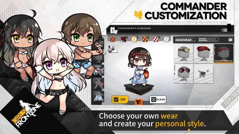 Girls Frontline in-game screenshot displaying the mod menu.