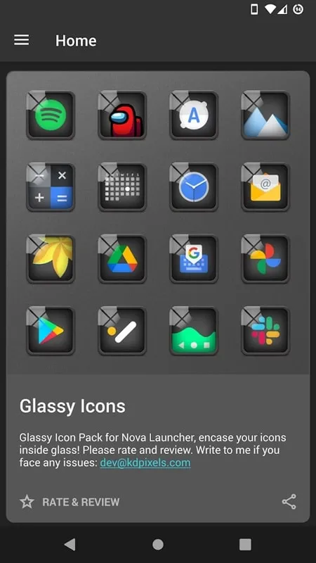 Applying Glassy Icon Pack to icons within a launcher