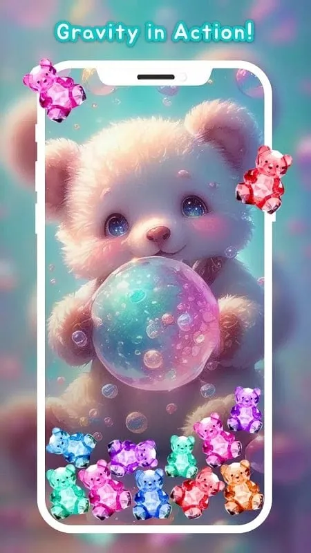 Glitter Wallpaper app with applied effects on an Android phone